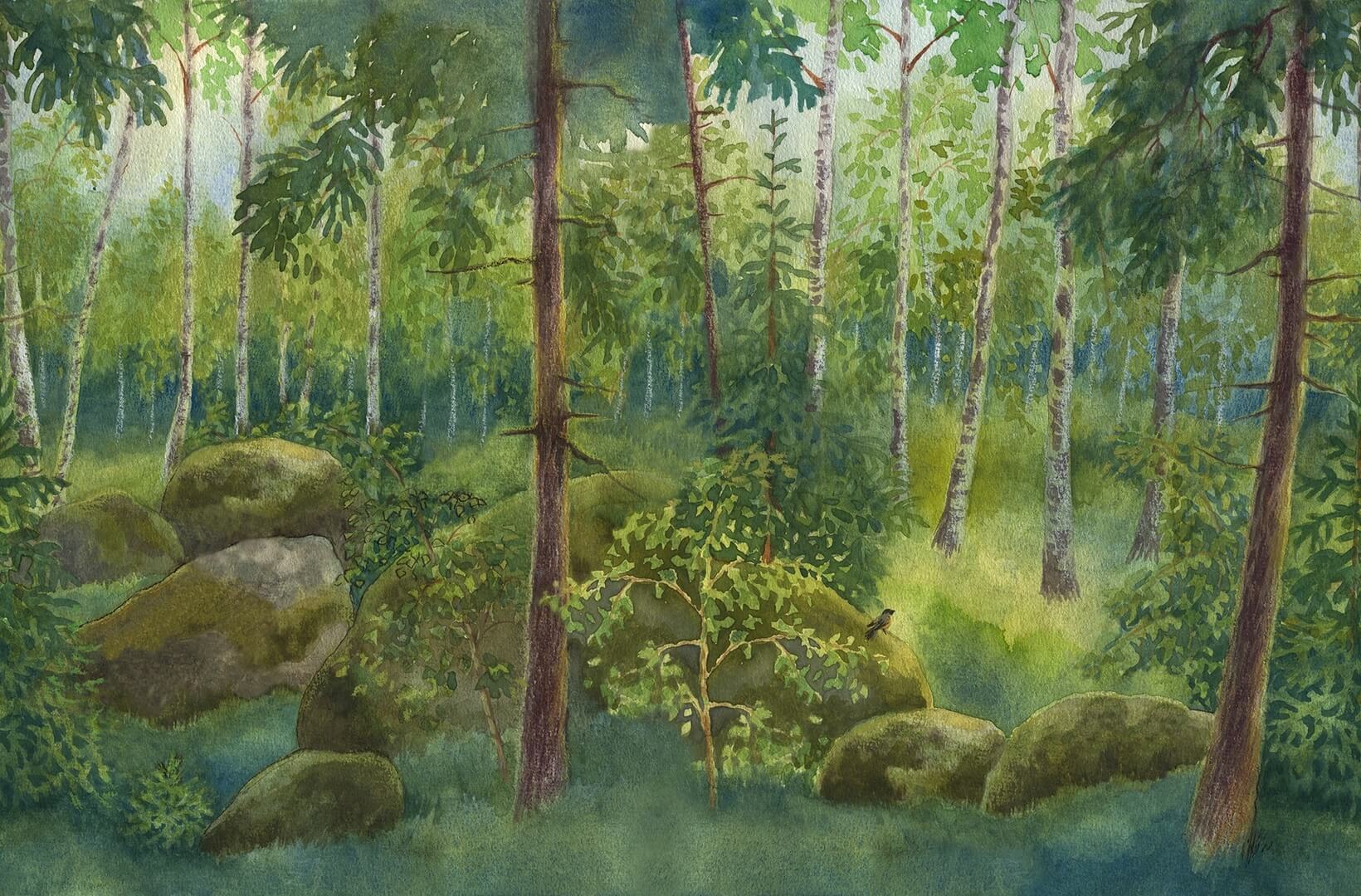 Fototapeta wiosenny las Rebel Walls R19840 Home Forest Spring Ilon Wikland