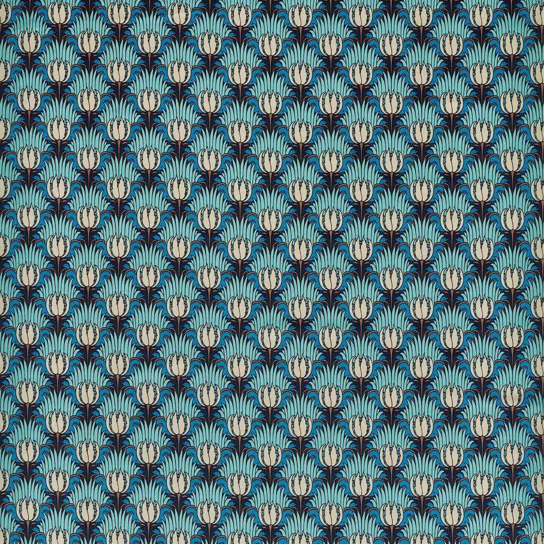 Tkanina welurowa z ptakami i tulipanami Morris & Co. 520014 Tulip & Bird Bedford Park Fabric