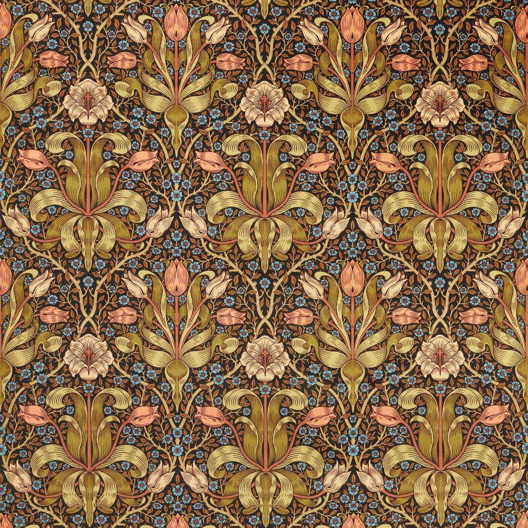 Tkanina welurowa z roślinnym wzorem Morris & Co. 227208 Spring Thicket Bedford Park Fabric