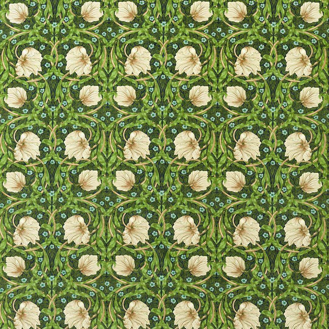 Tkanina welurowa z botanicznym wzorem Morris & Co. 227215 Pimpernel Bedford Park Fabric