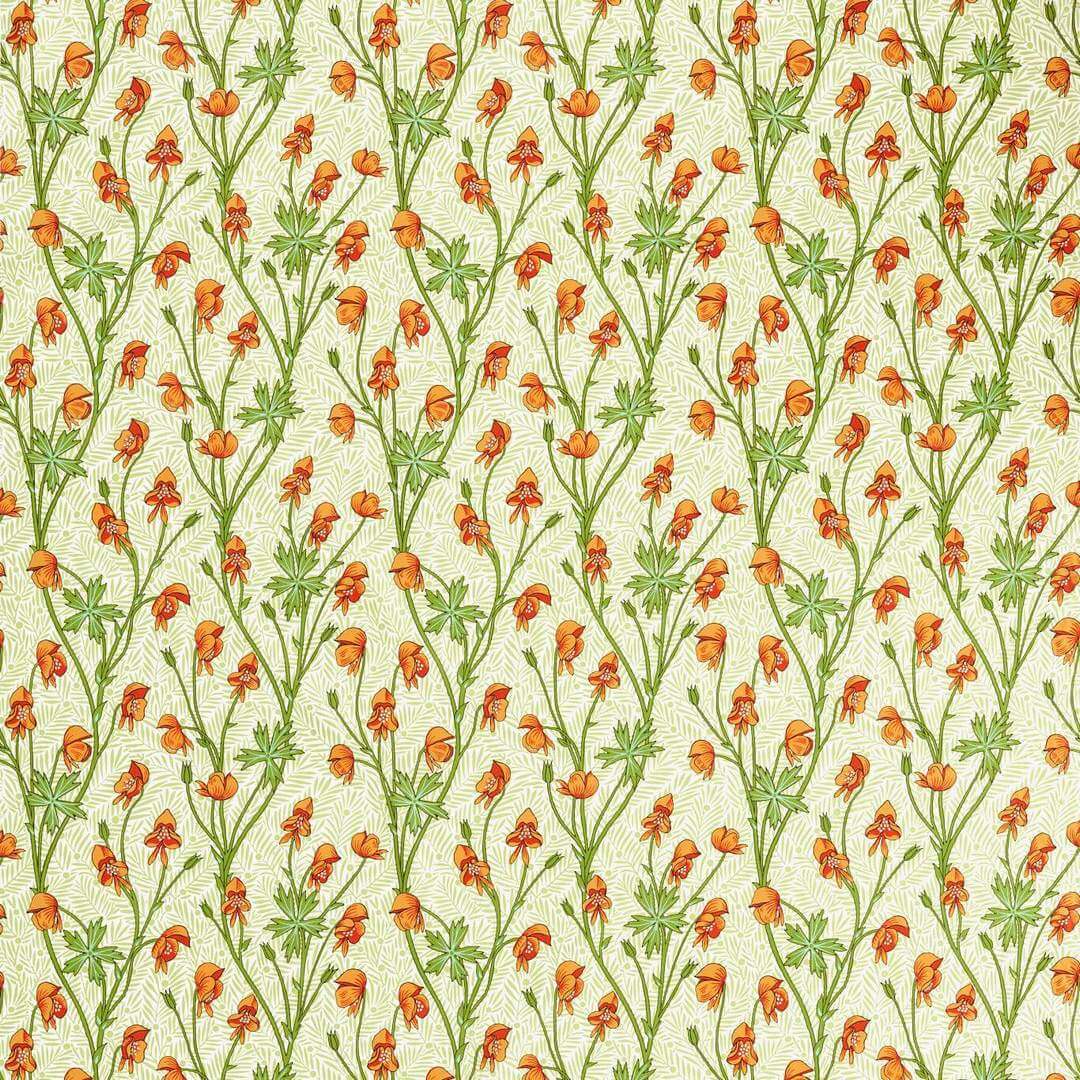 Tkanina bawełniana z roślinnym wzorem Morris & Co. 227221 Monkshood Bedford Park Fabric