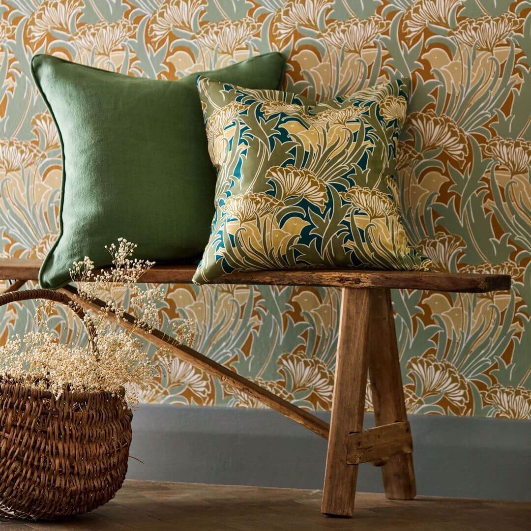 Tkanina bawełniana z botanicznym wzorem Morris & Co. 227229 Laceflower Bedford Park Fabric