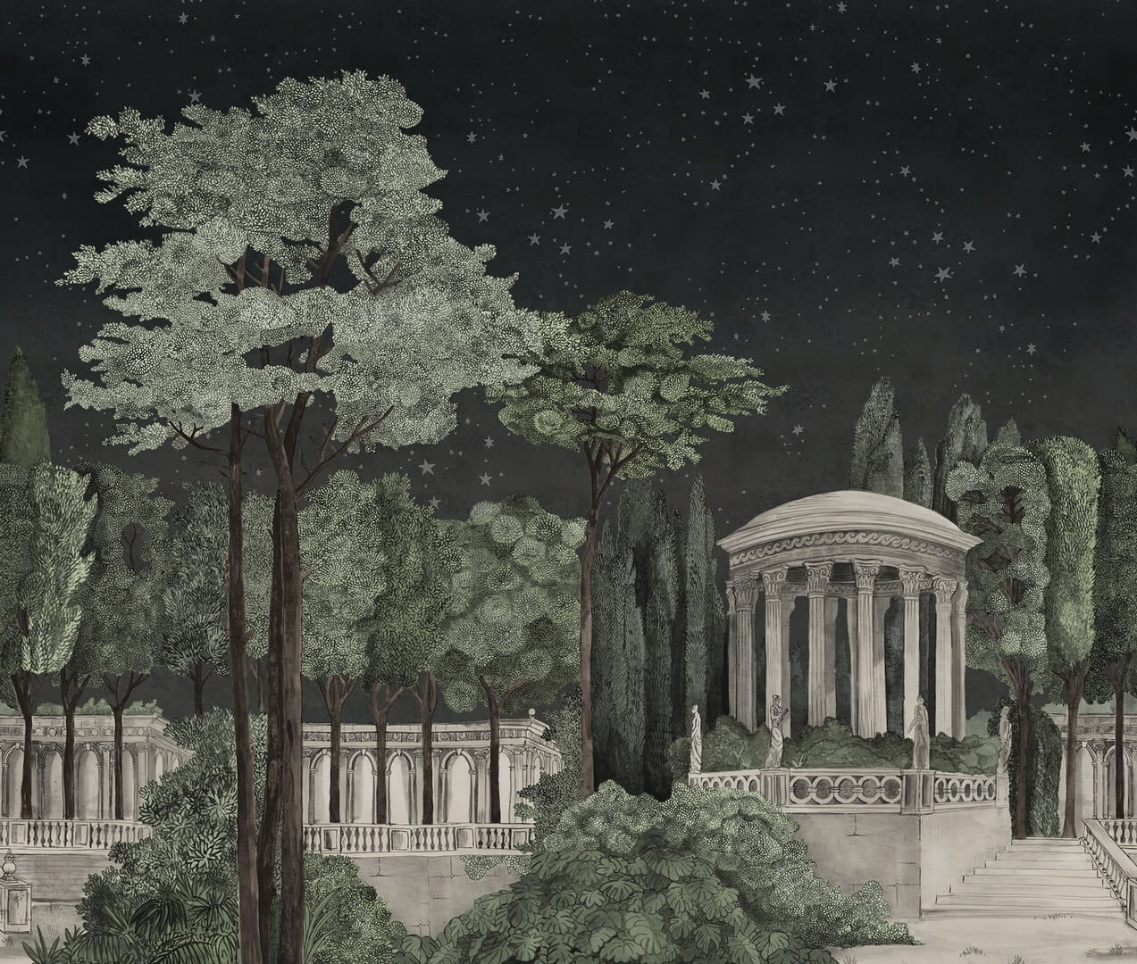 Fototapeta krajobraz parku Rebel Walls R19742 Chatsworth Park Night Jack Kinsey
