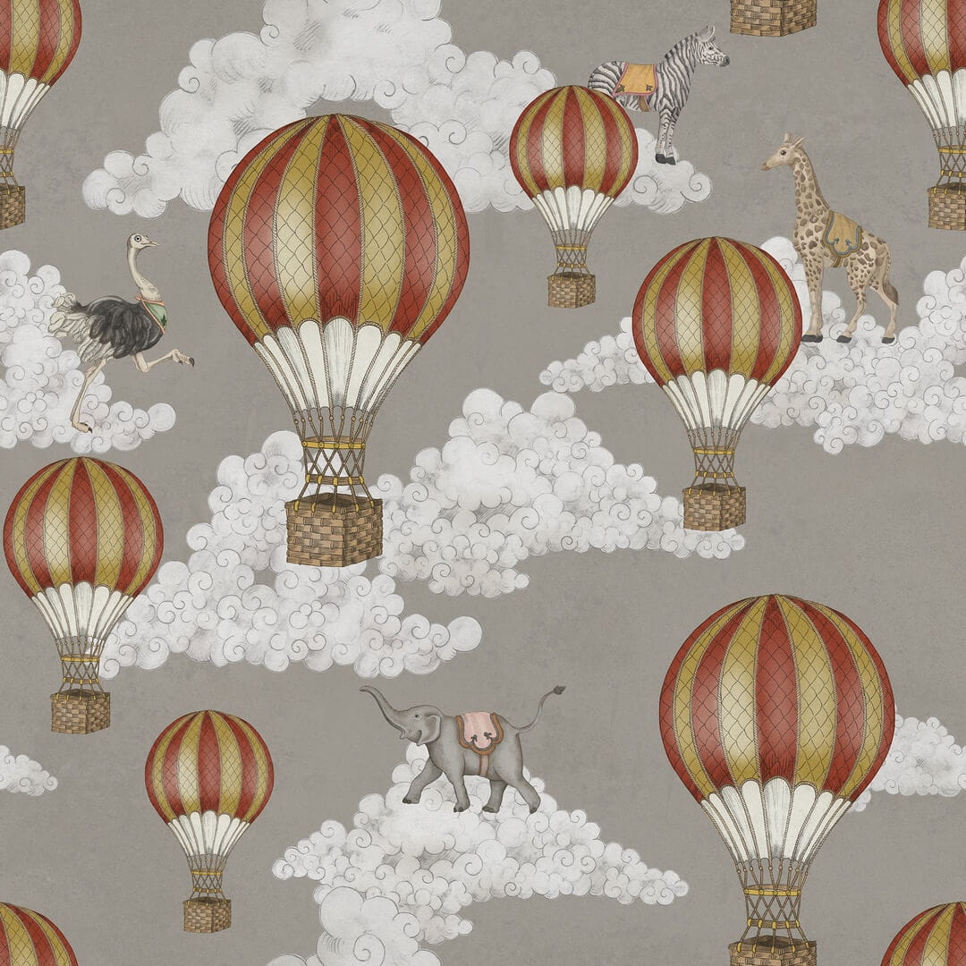 Fototapeta zwierzęta, chmury i balony Rebel Walls R19753 Dreamscape Greige Jack Kinsey