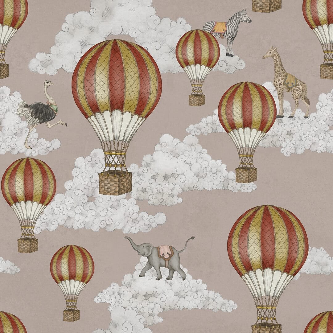 Fototapeta zwierzęta, chmury i balony Rebel Walls R19754 Dreamscape Dusty Pink Jack Kinsey