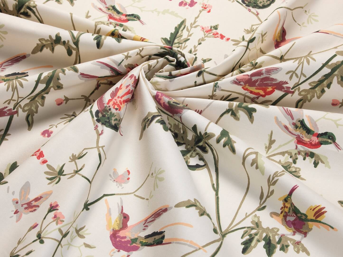 Tkanina bawełniana z botanicznym wzorem Cole & Son Hummingbirds Cotton F62/1001 Selection of Hummingbirds Fabric