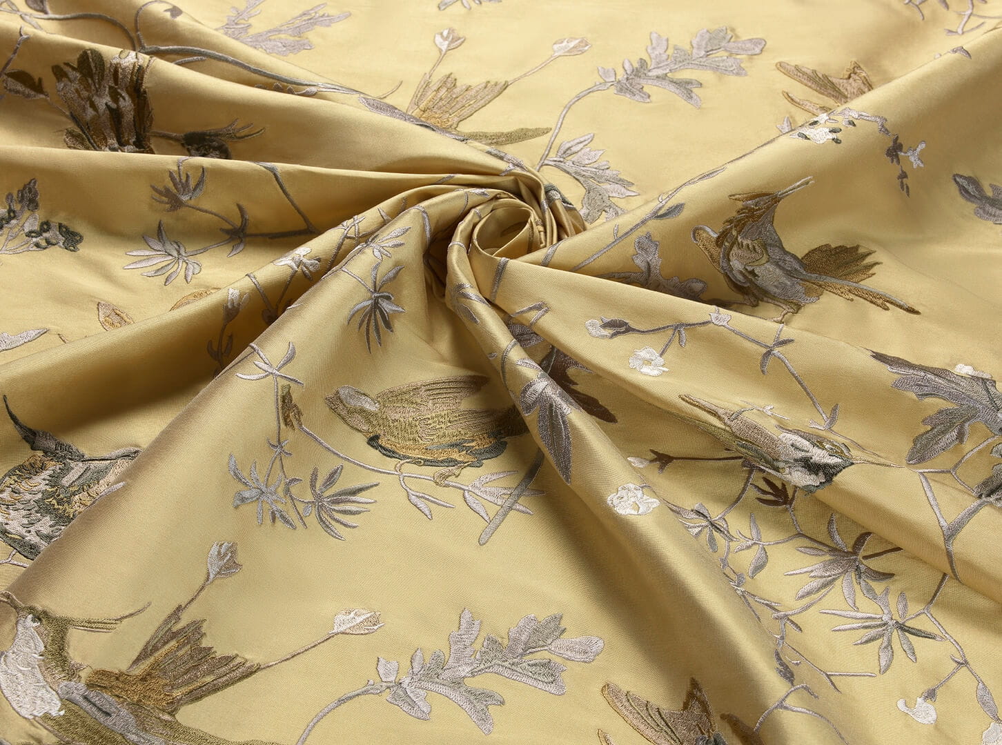 Tkanina jedwab z botanicznym wzorem Cole & Son Hummingbirds Silk F111/1001 Selection of Hummingbirds Fabric