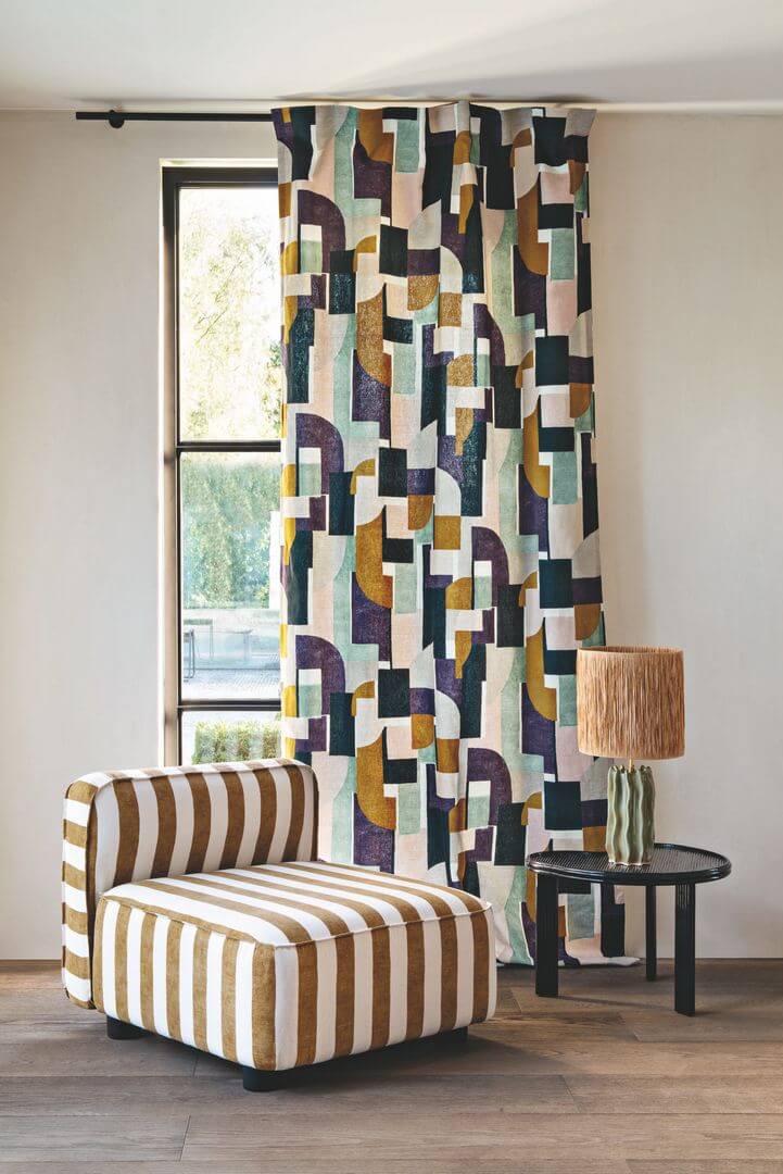 Tkanina z geometrycznym wzorem Casamance 45110224 Montsouris Paris Texas 6