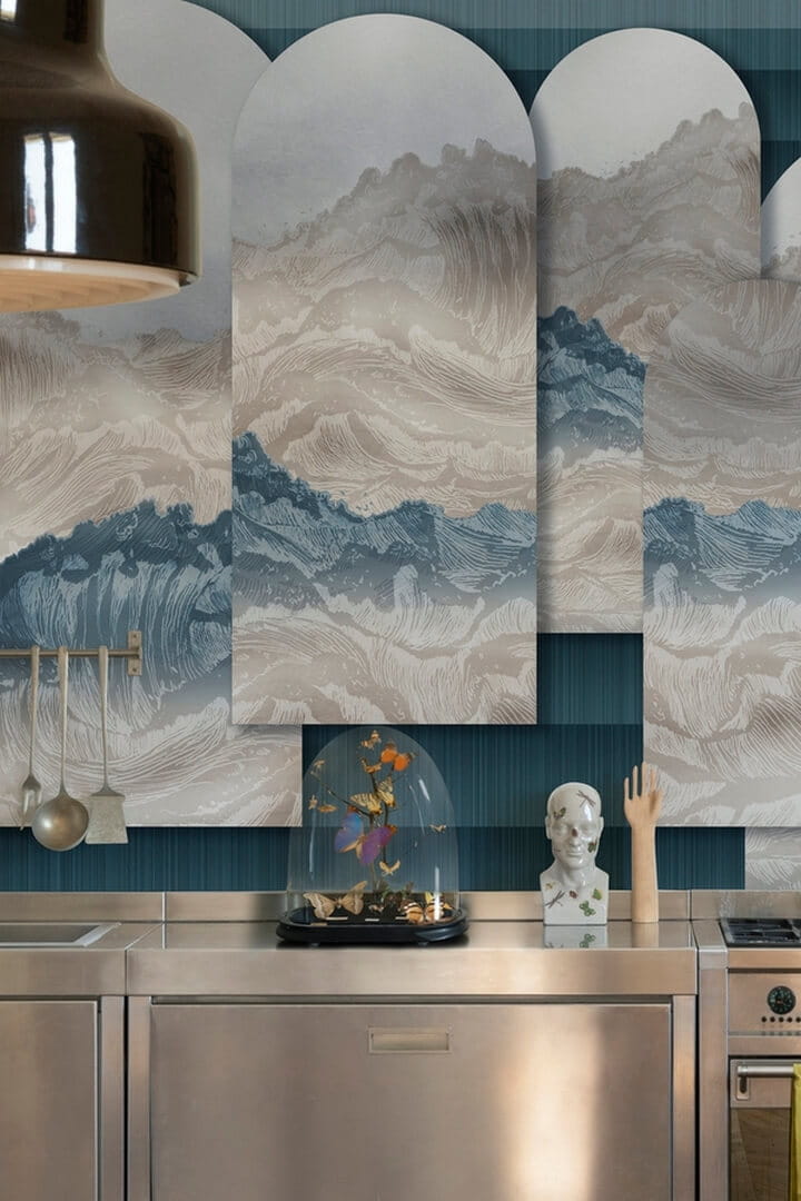 Fototapeta pod prysznic fale i łuki Wall & Deco WET_DW2402 Deco Wave WET SYSTEM 2024