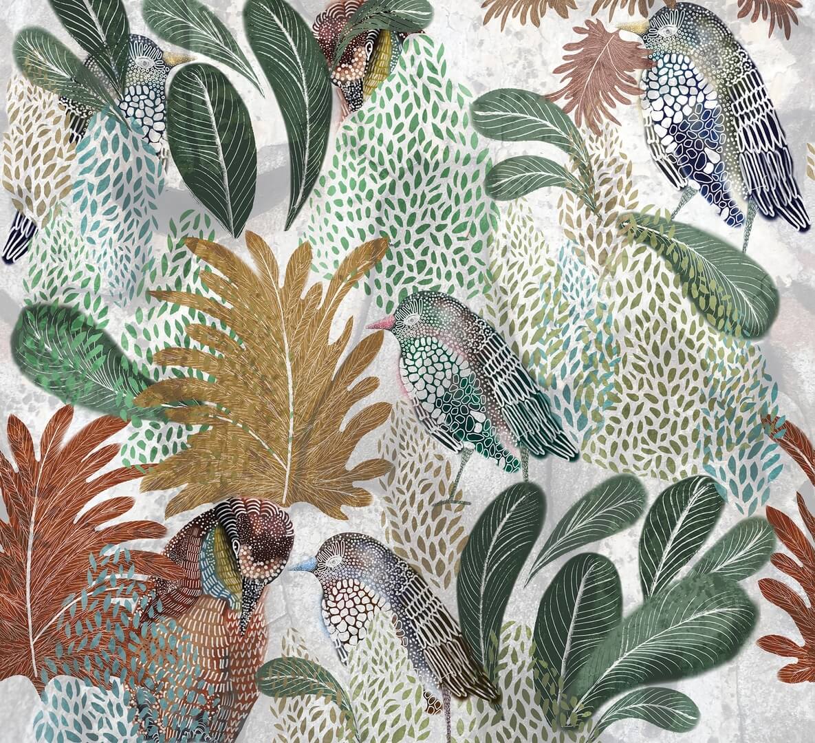 Fototapeta pod prysznic ptaki Wall & Deco WET_LB2401 Love Birds WET SYSTEM 2024