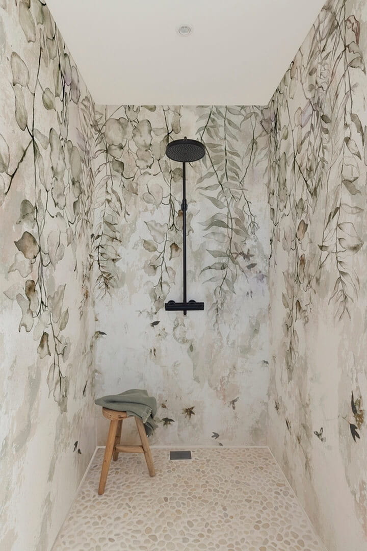 Fototapeta pod prysznic akwarelowe liście Wall & Deco WET_SO2402 Soavity WET SYSTEM 2024