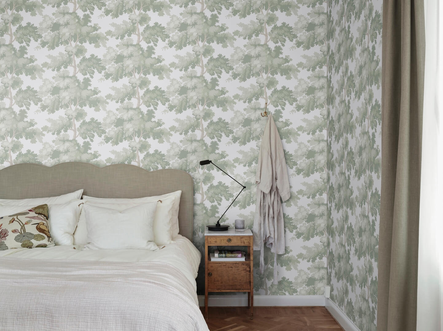 Tapeta drzewa dębu Sandberg S10381 Raphael Light Green Tidlösa