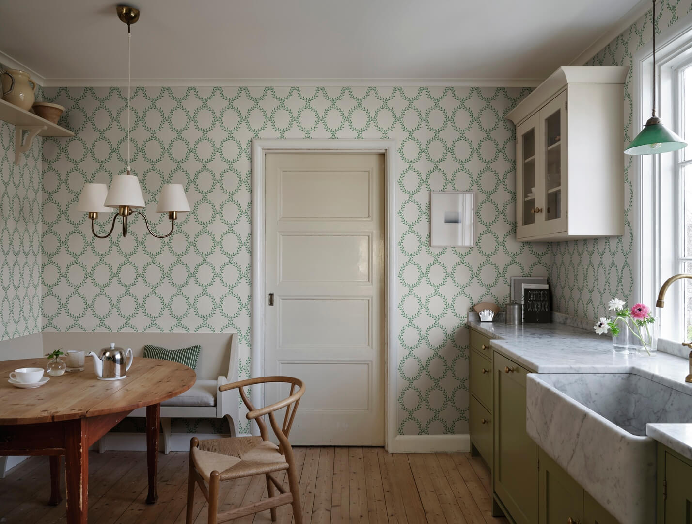 Tapeta roślinna kratownica Sandberg S10389 Wilma Green Tidlösa