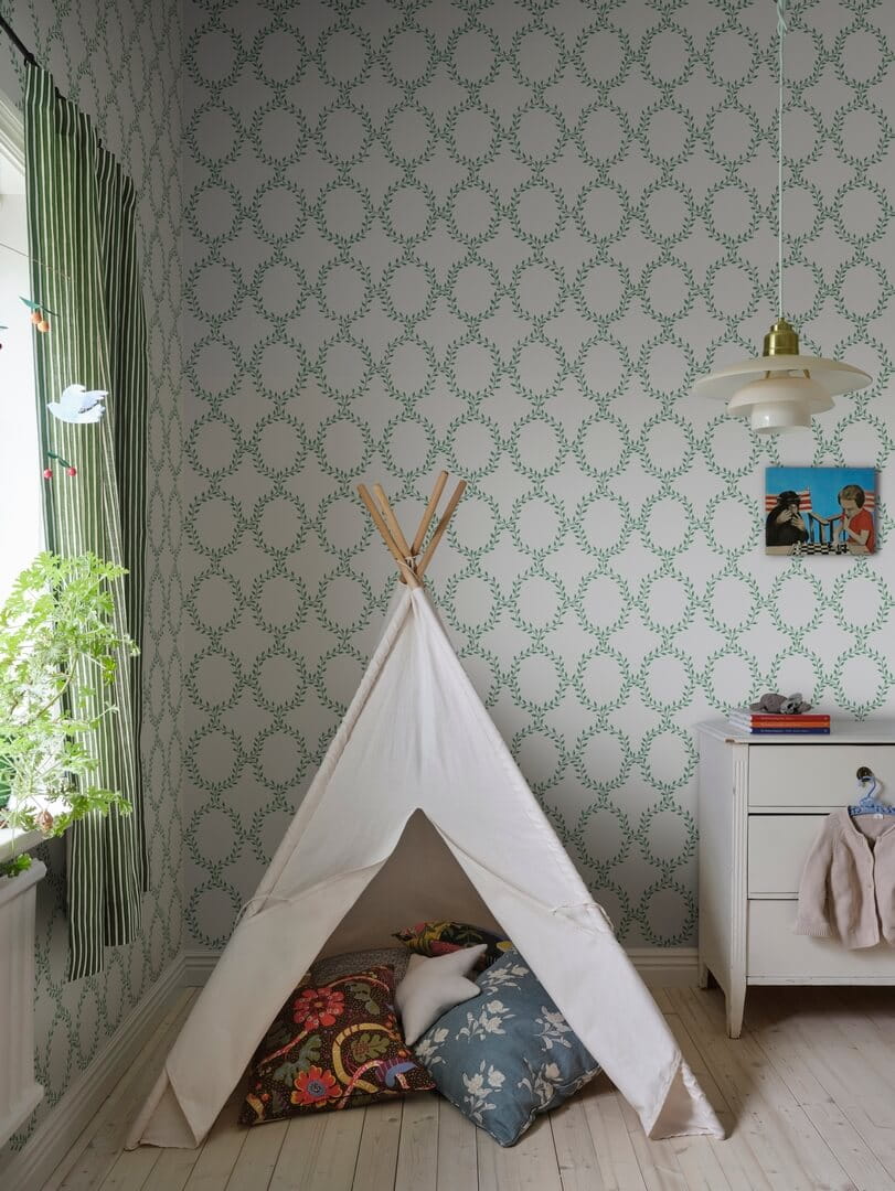 Tapeta roślinna kratownica Sandberg S10389 Wilma Green Tidlösa