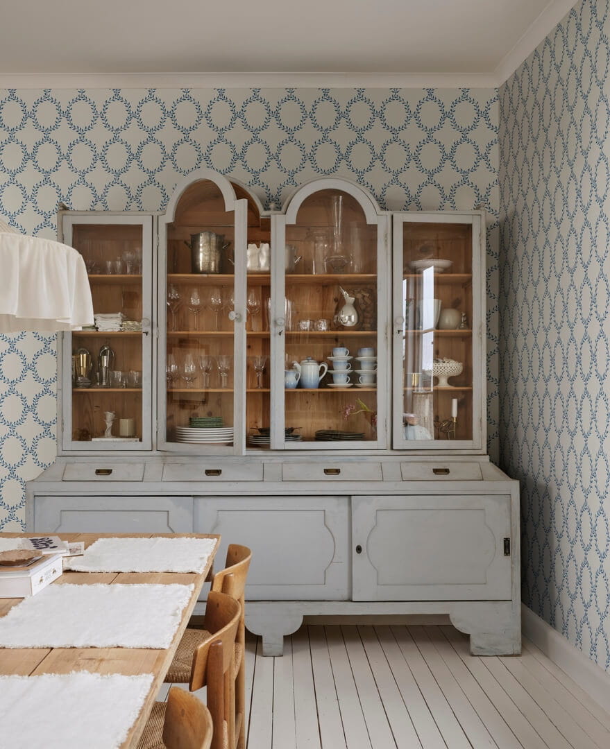 Tapeta roślinna kratownica Sandberg S10390 Wilma Blue Tidlösa