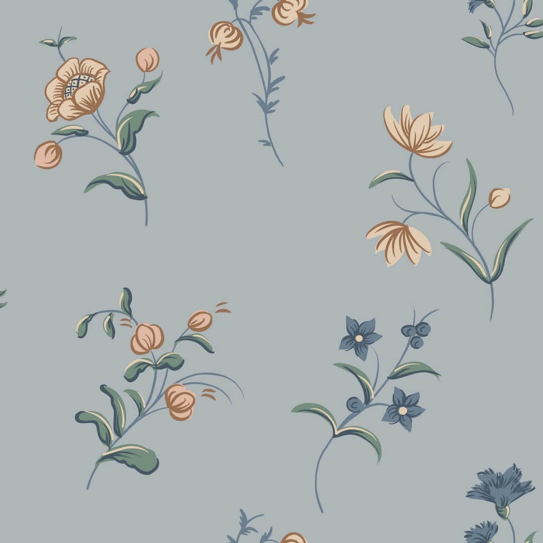 Tapeta kwiaty Sandberg S10393 Hanna Misty Blue Tidlösa
