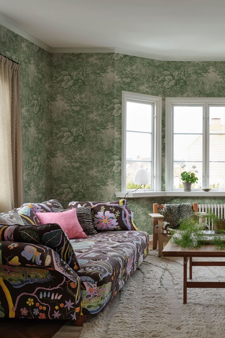 Fototapeta las w stylu Toile de jouy Sandberg S10403 Forest Toile Green Tidlösa