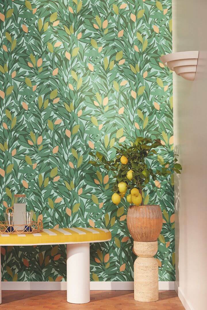 Tapeta liście i cytryny Caselio 105457331 Cassis Azur