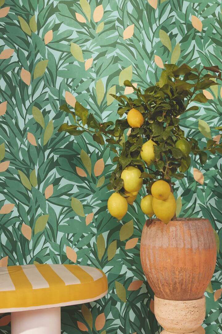 Tapeta liście i cytryny Caselio 105457331 Cassis Azur