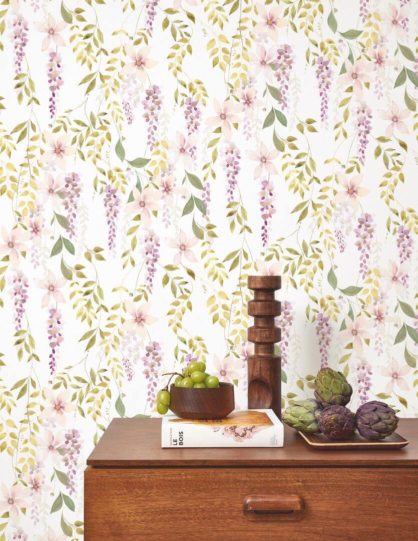 Tapeta kwiatowe pnącza Casadeco SOLI 200305202 Wisteria Soliflore