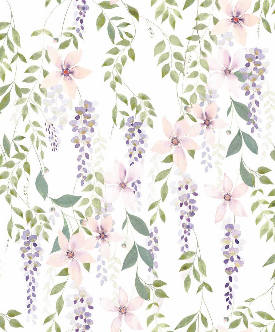 Tapeta kwiatowe pnącza Casadeco SOLI 200305665 Wisteria Soliflore