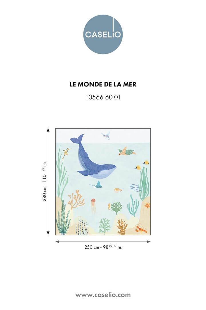 Mural wieloryb i morskie stworzenia Caselio MNM 105666001 M Le Monde De La Mer Les Minis Mondes