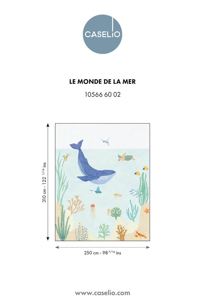 Mural wieloryb i morskie stworzenia Caselio MNM 105666002 L Le Monde De La Mer Les Minis Mondes