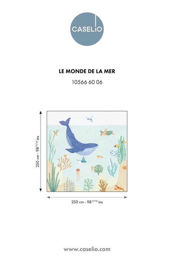 Mural wieloryb i morskie stworzenia Caselio MNM 105666006 S Le Monde De La Mer Les Minis Mondes