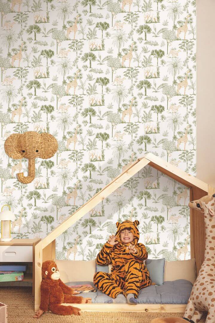 Tapeta dżungla Caselio MNM 105737007 Balade Dans La Savane Les Minis Mondes