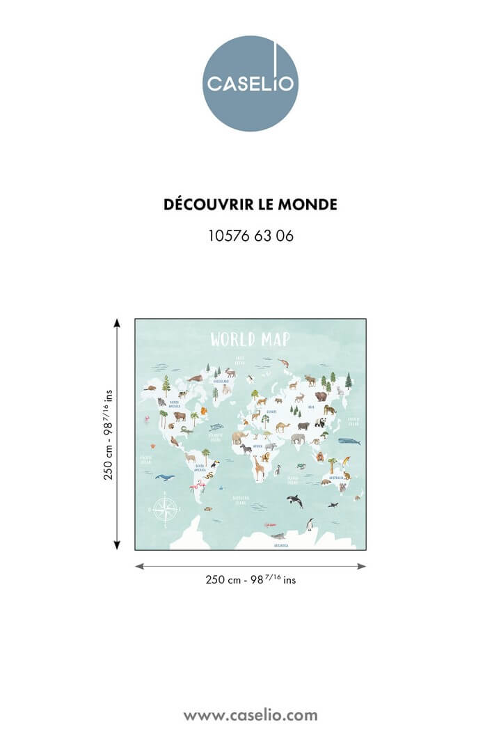 Mural mapa świata i zwierzęta Caselio MNM 105766306 S Decouvrir Le Monde Les Minis Mondes
