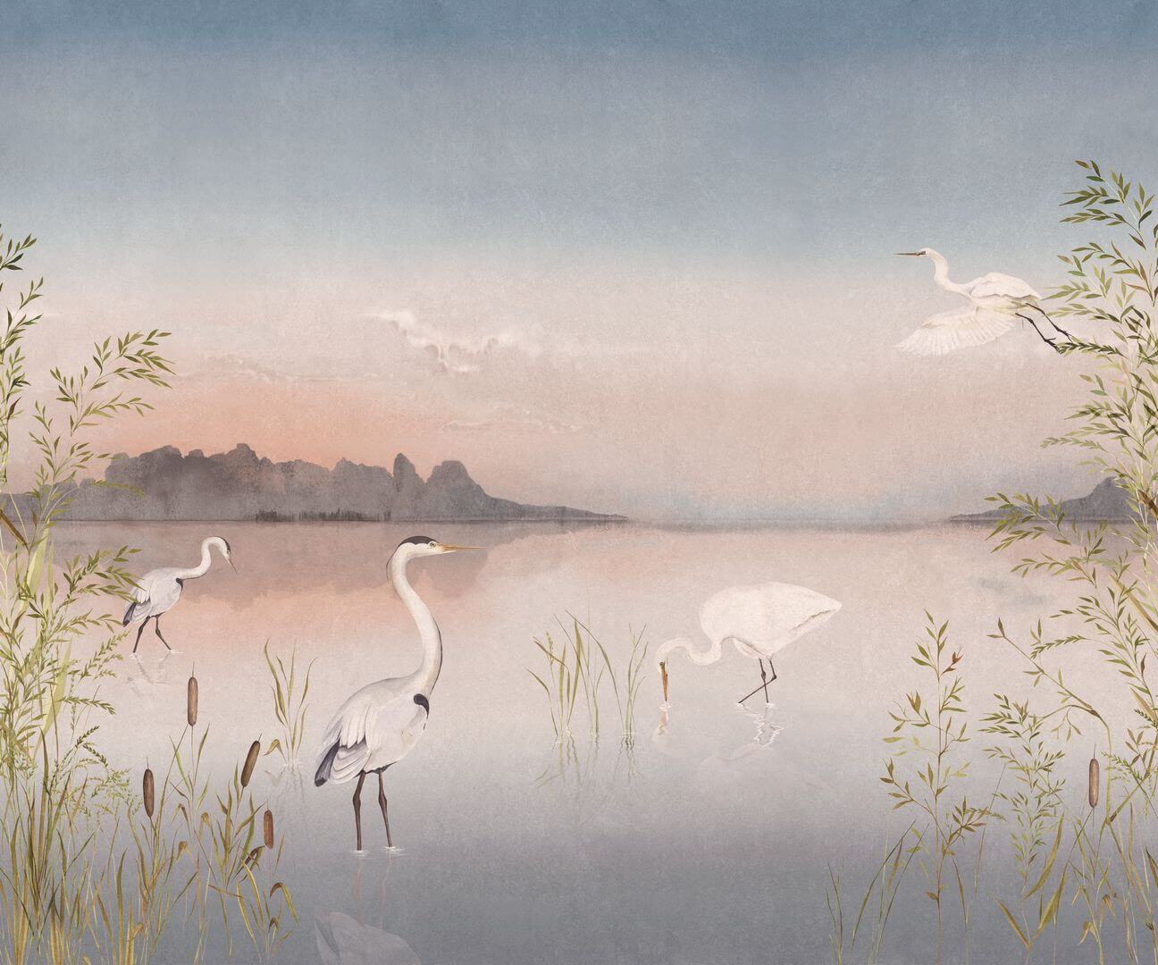 Mural żurawie Casadeco WDWD 200034311 M Marais Sauvage Wonderwalls 2