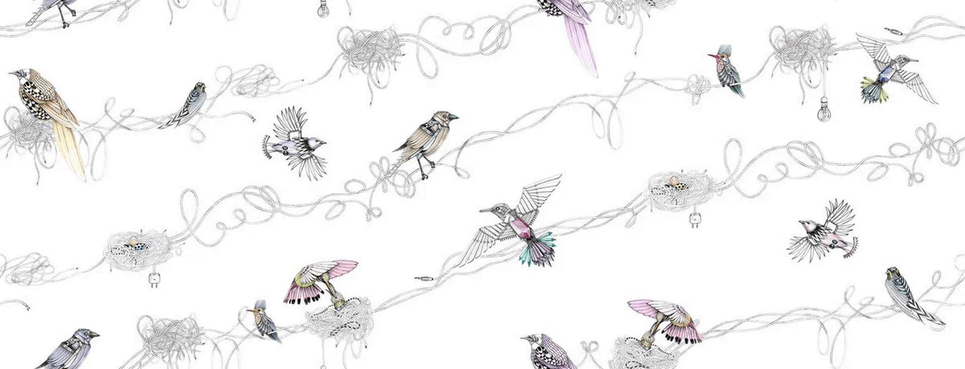 Mural ptaki Boras Tapeter Studio 9532W Mechanical Birds