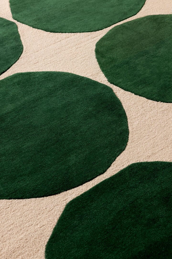 Dywan wełniany geometryczny koła Marimekko Isot Kivet Green 132507