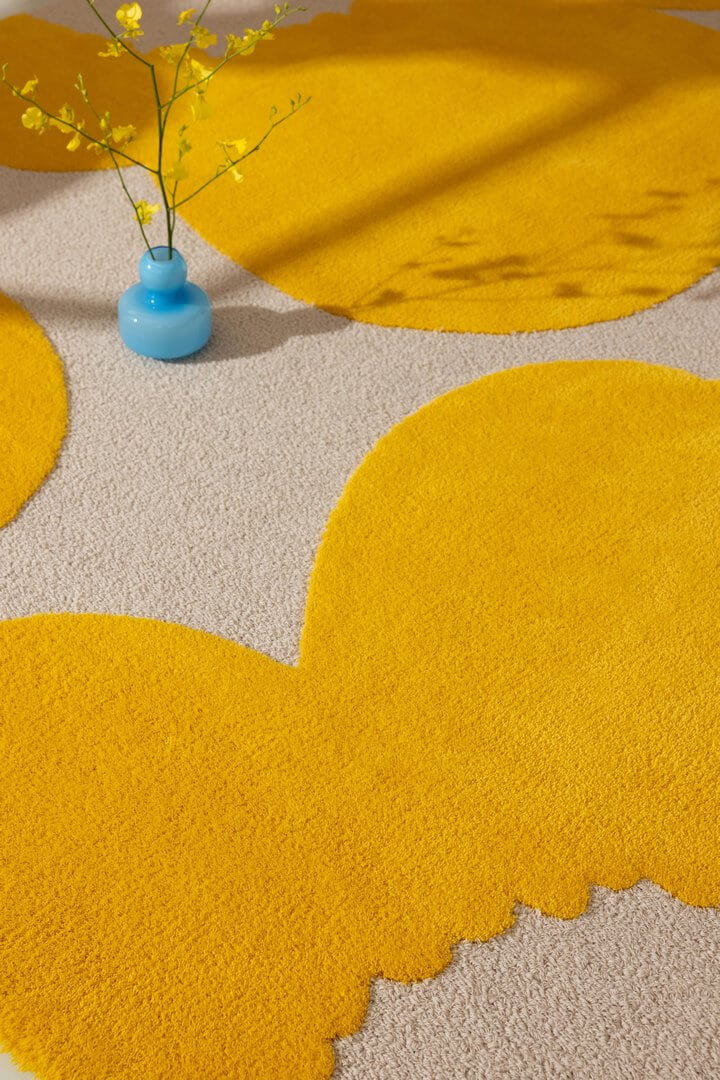 Dywan wełniany żółty w kwiaty Marimekko Iso Unikko Yellow 132306