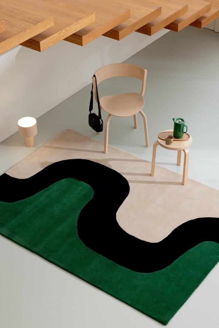 Dywan wełniany geometryczny Marimekko Seireeni Green 132707