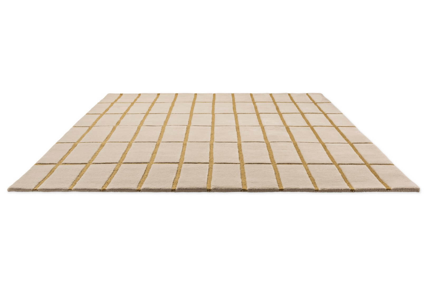 Dywan wełniany w kratkę Marimekko Tiiliskivi Bronze Yellow 132906
