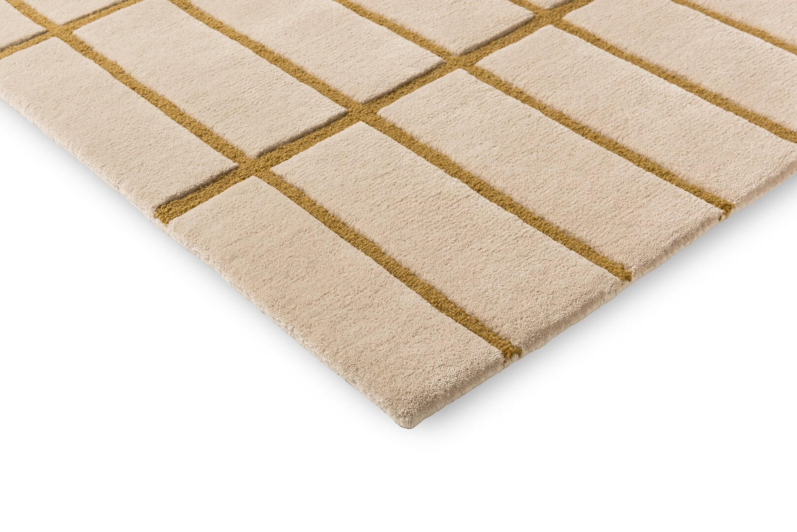 Dywan wełniany w kratkę Marimekko Tiiliskivi Bronze Yellow 132906