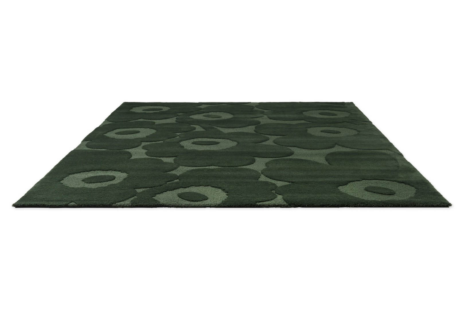 Dywan wełniany w kwiaty retro Marimekko Unikko Dark Green 132207
