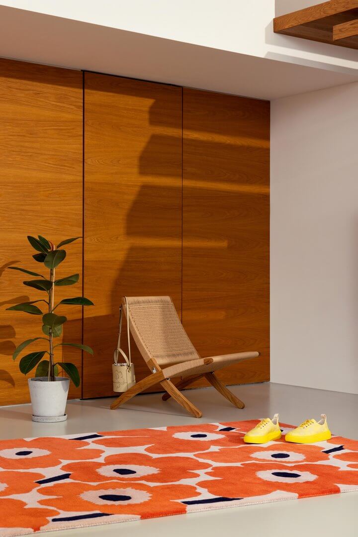 Dywan wełniany kwiaty Marimekko Unikko Orange Red 132403