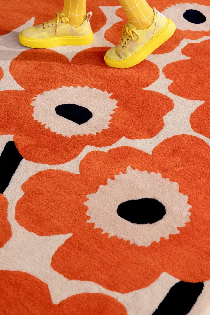 Dywan wełniany kwiaty Marimekko Unikko Orange Red 132403