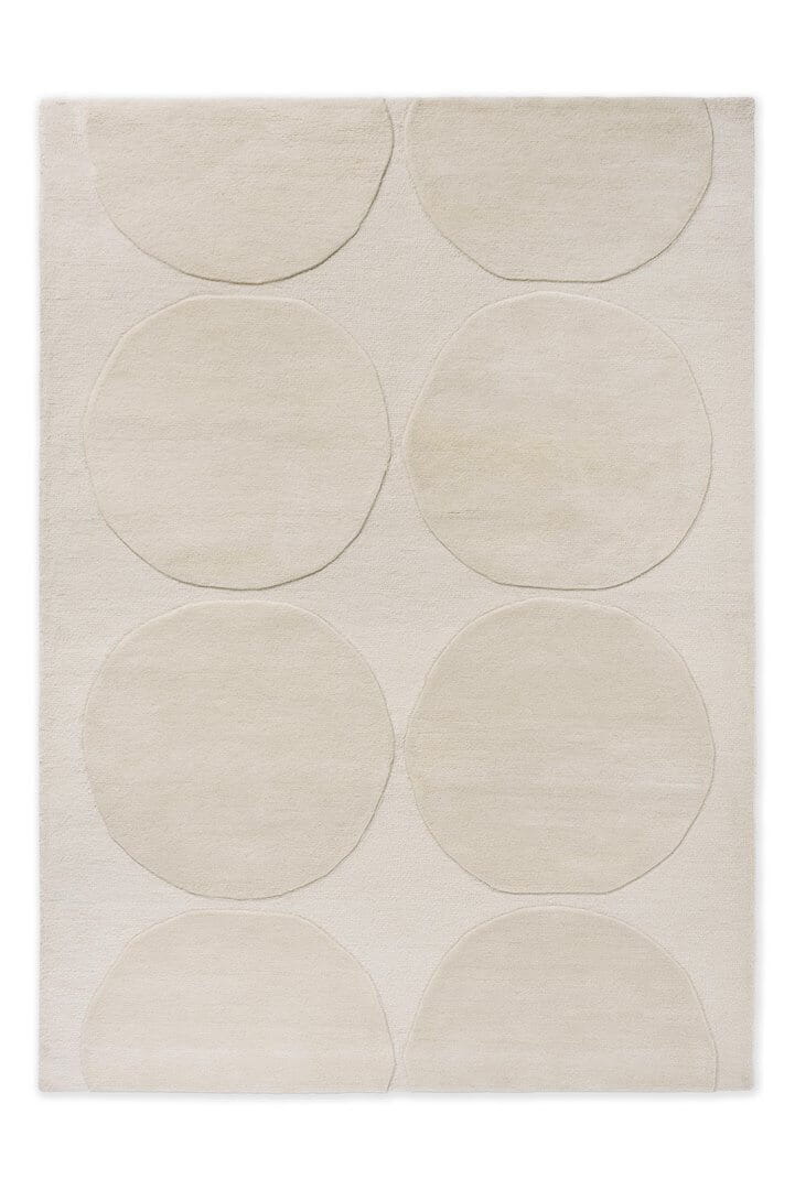 Dywan wełniany geometryczny koła Marimekko Isot Kivet Natural White 132501
