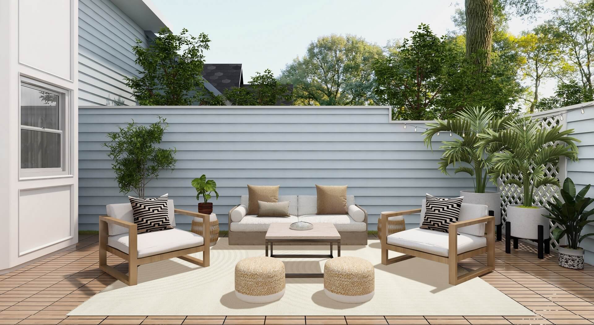Dywan zewnętrzny geometryczny Acores II White Carpet Decor Outdoor/Indoor