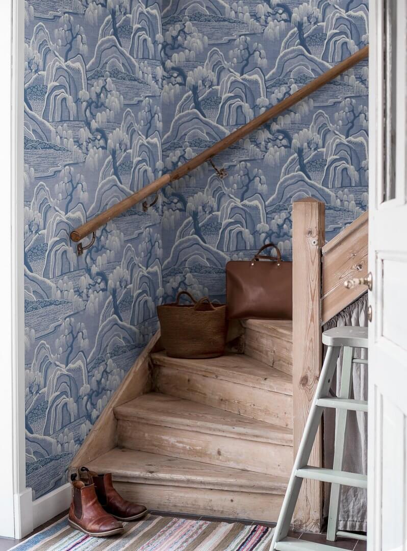 Tapeta japoński ogród Boras Tapeter 6147 Indigo Garden Blue & White