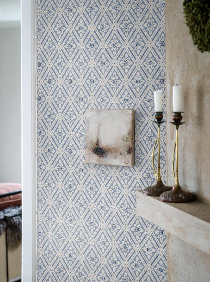 Tapeta kratownica Boras Tapeter 6148 Ester Blue & White