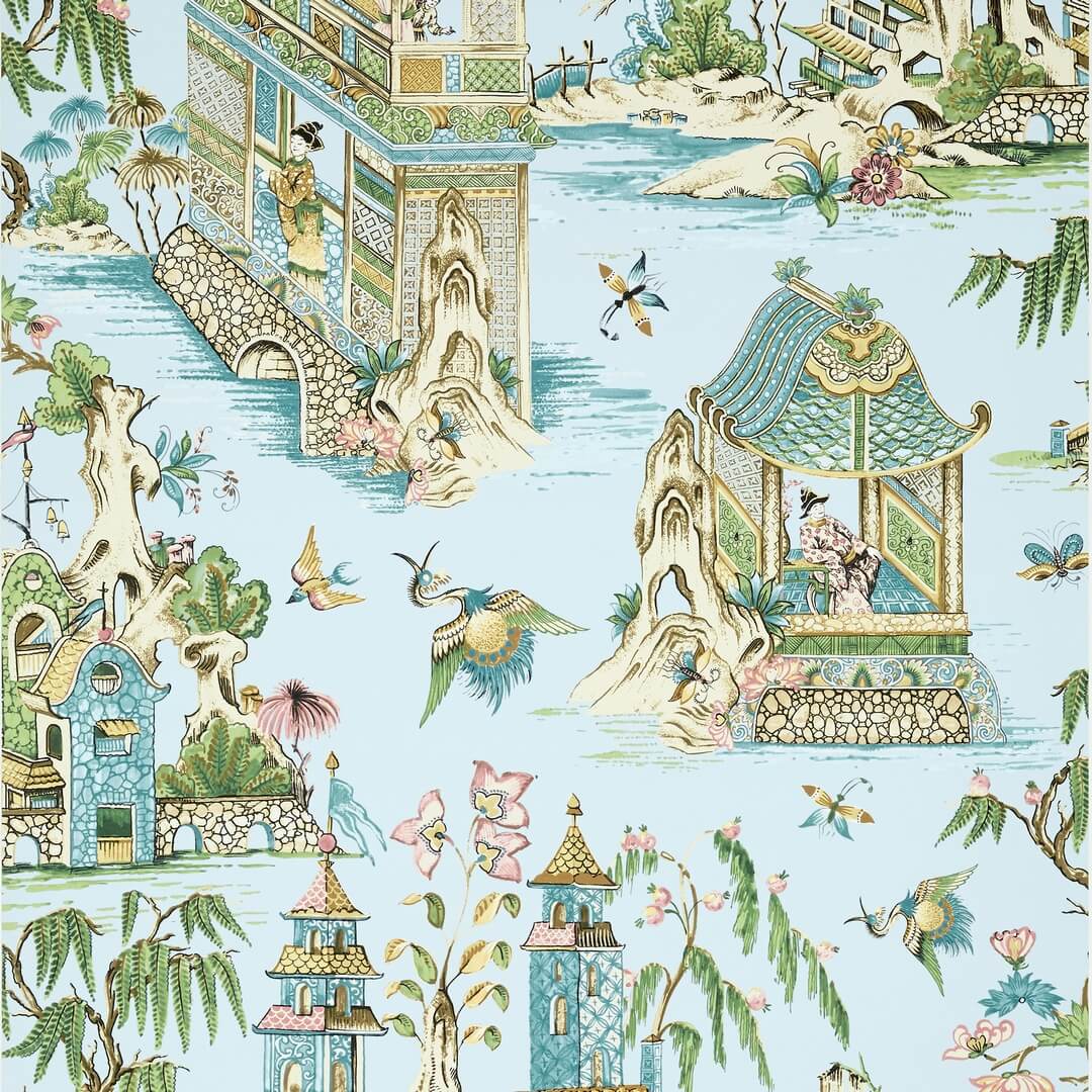 Tapeta w japońskim stylu Thibaut T13615 Grand Palace