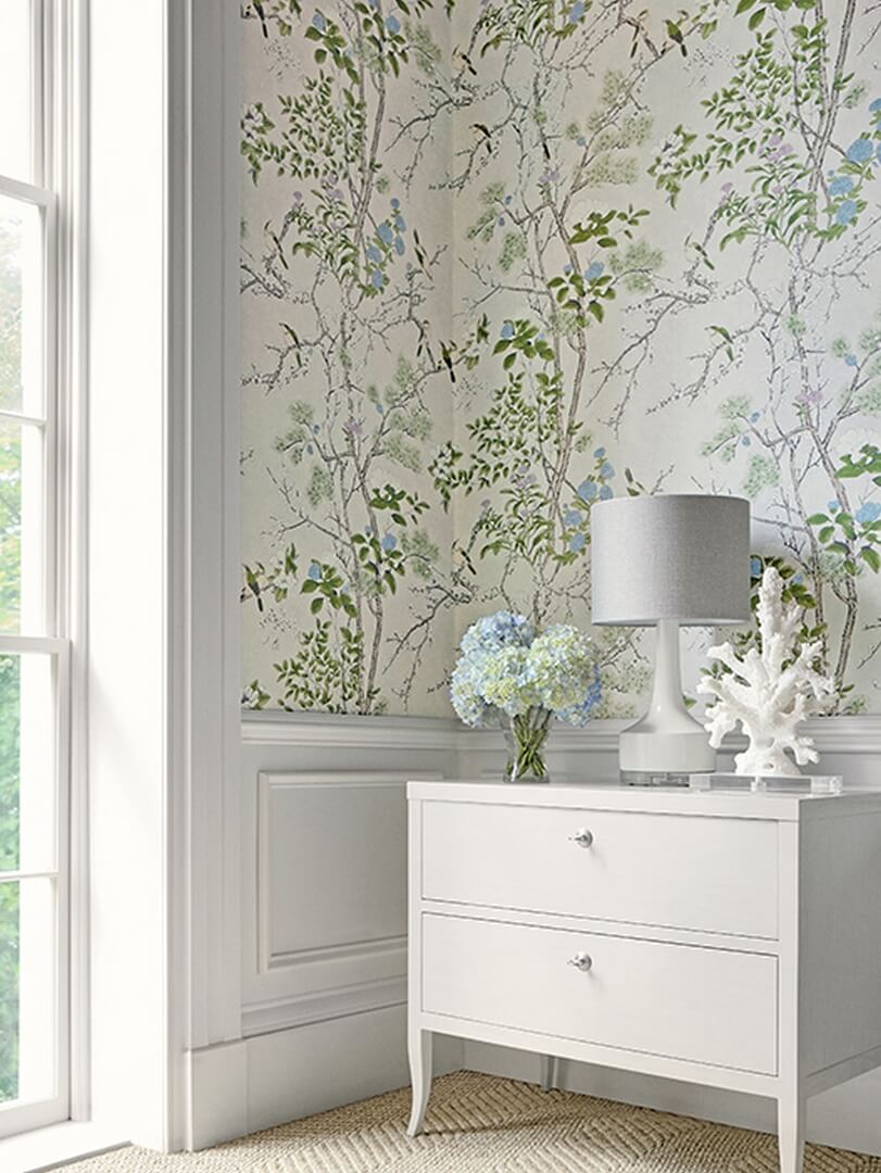 Tapeta botaniczna w stylu chinoiserie Thibaut T13623 Katsura Grand Palace