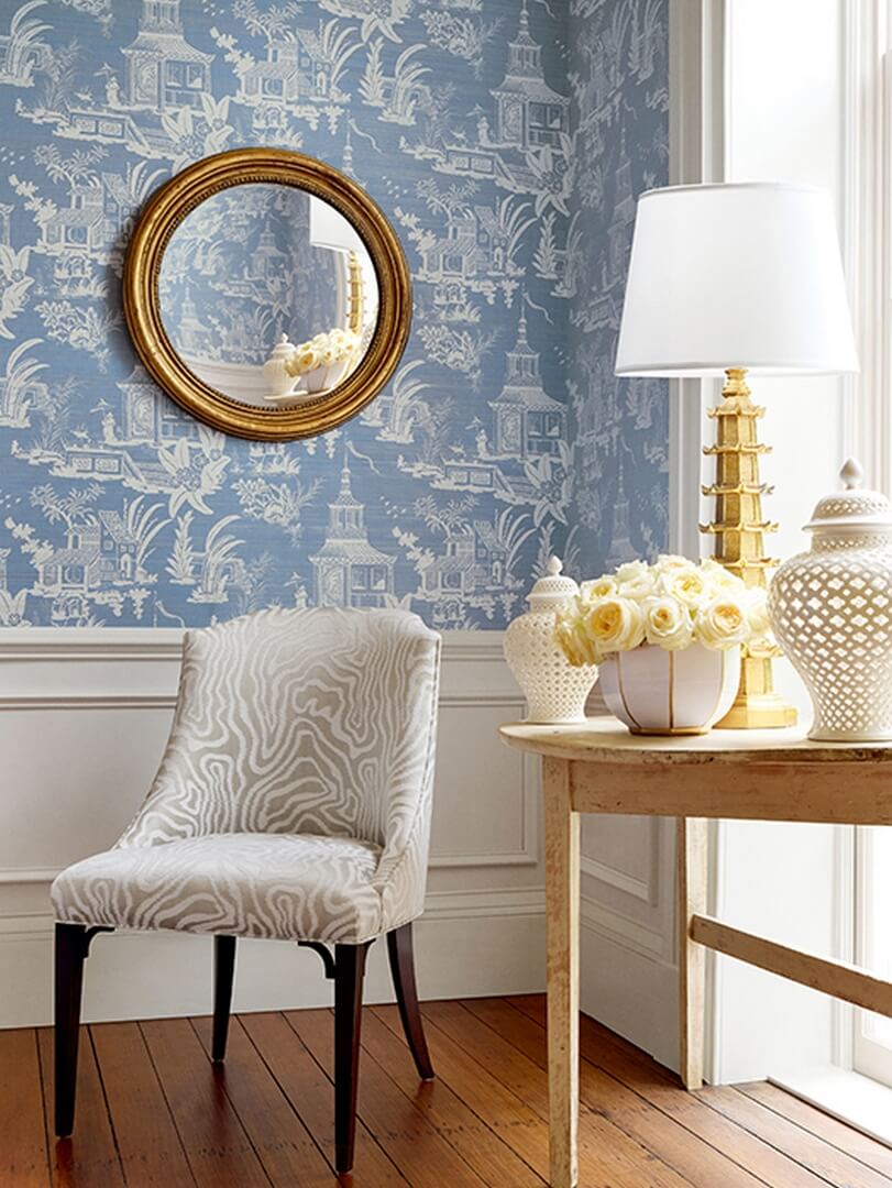 Tapeta naturalna Toile de Jouy Thibaut T13652 Empress Court Grand Palace