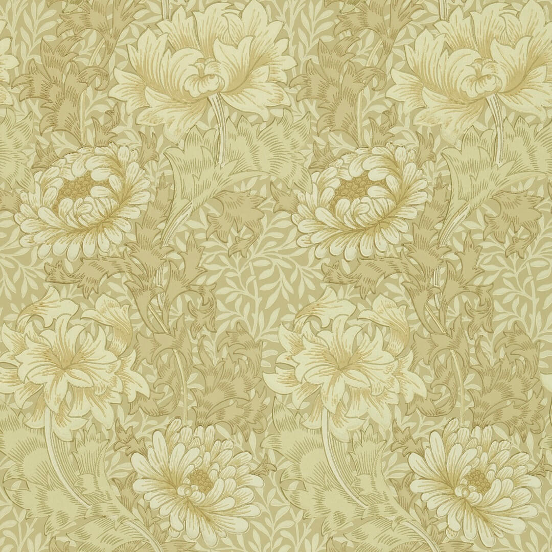Tapeta chryzantemy i liście Morris & Co. DJA1CY103 Chrysanthemum Morris & Friends