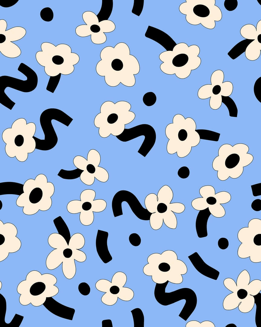 Fototapeta kwiatki Rebel Walls R20017 Dancing Flower Blue Happy Socks
