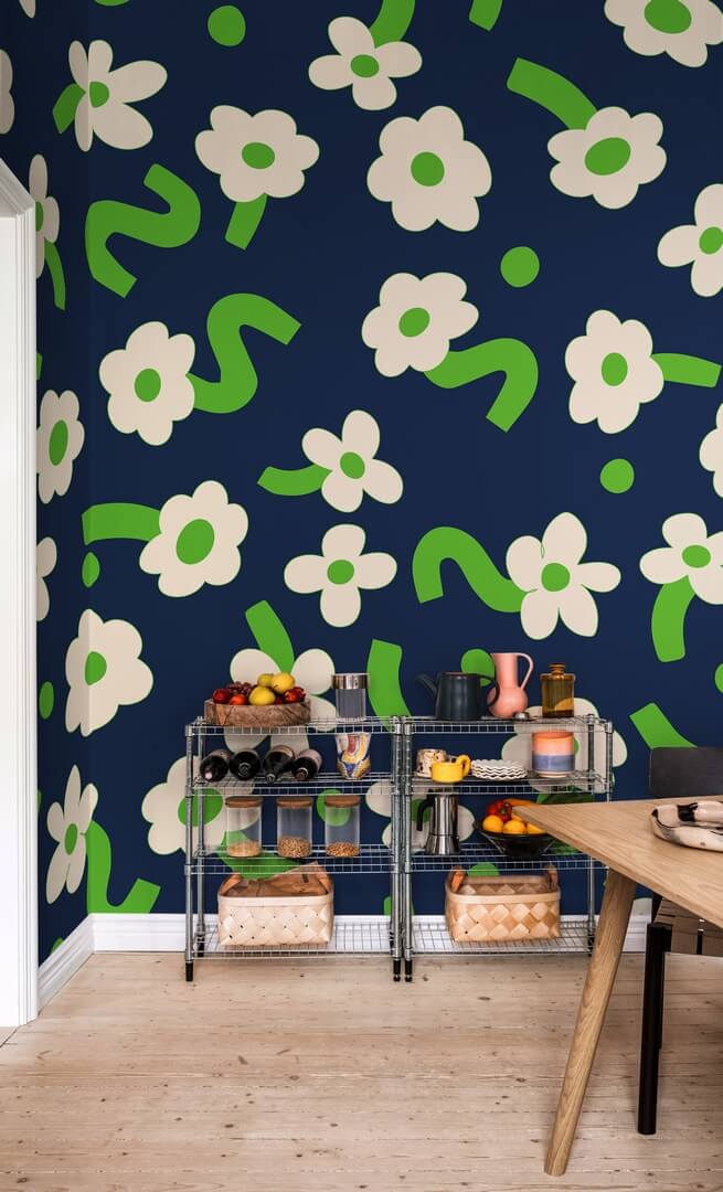 Fototapeta kwiatki Rebel Walls R20018 Dancing Flower Green Happy Socks